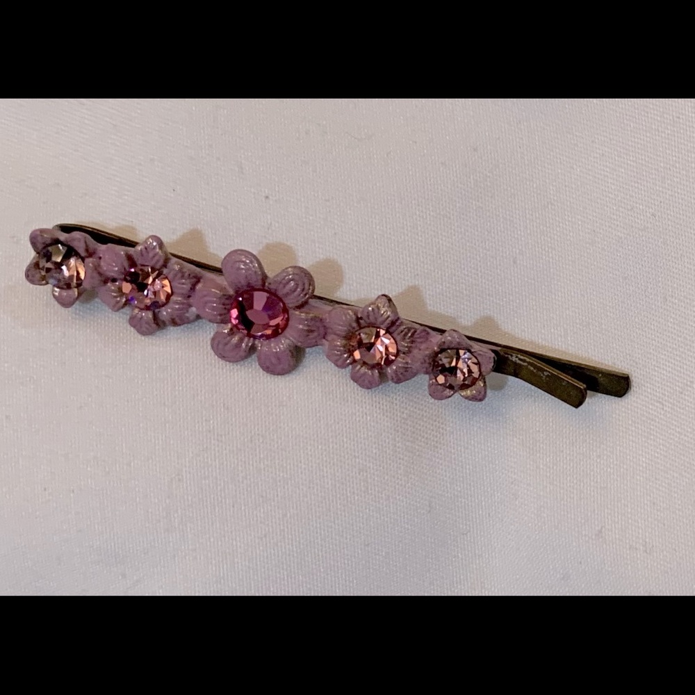 Michal Negrin barrette - jeweled lavender flowers